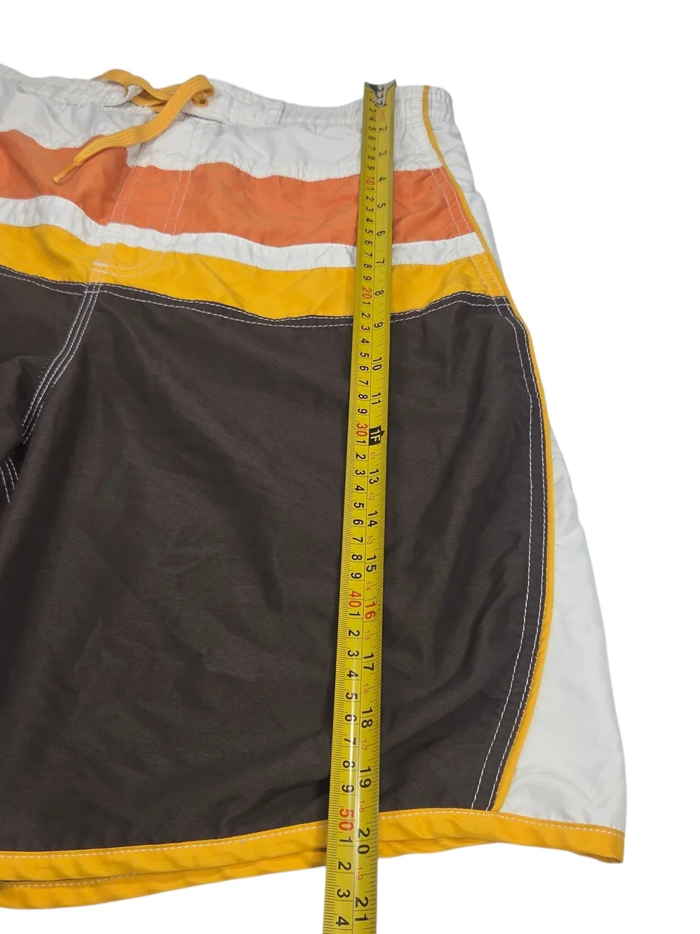 Men's Brown & Orange Swim Trunks - Classic Beach Boardshorts.
